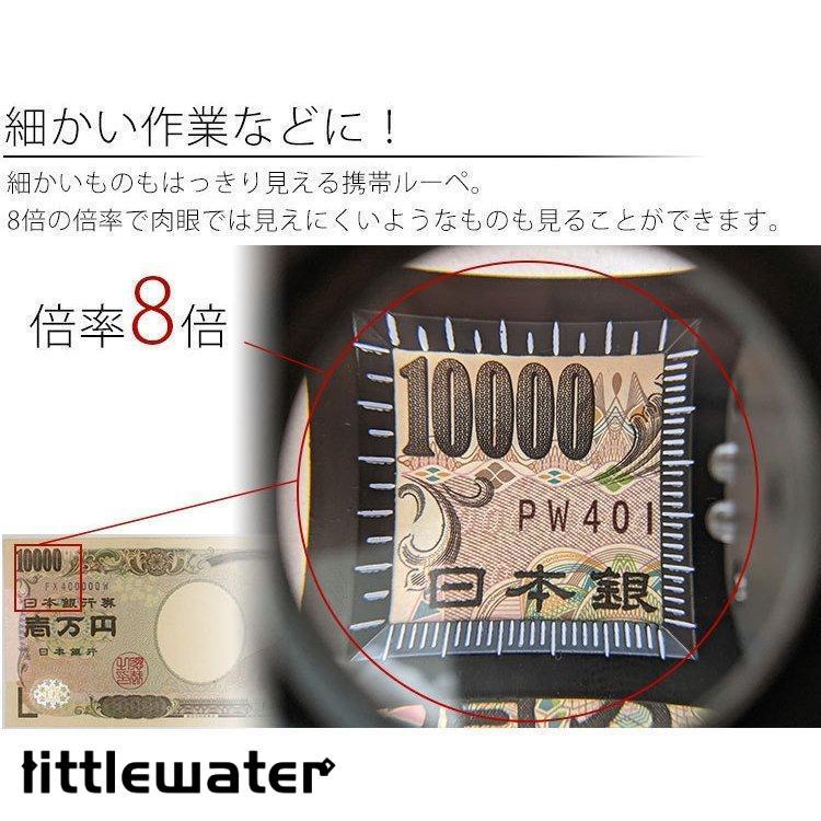 折りたたみ式 ルーペ 縞見ルーペ リネンテスター 倍率 8倍 LEDライト コンパクト 目盛り 携帯 収納ケース 付き 検査 検品 測定 拡大鏡｜littlewater｜02