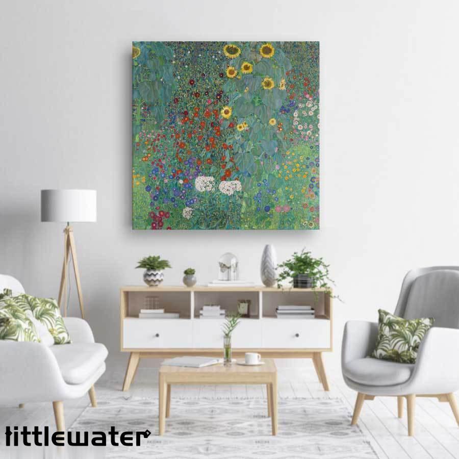 グスタフ クリムト ヒマワリの咲く農家の庭 名画 60cm×60cm インテリア