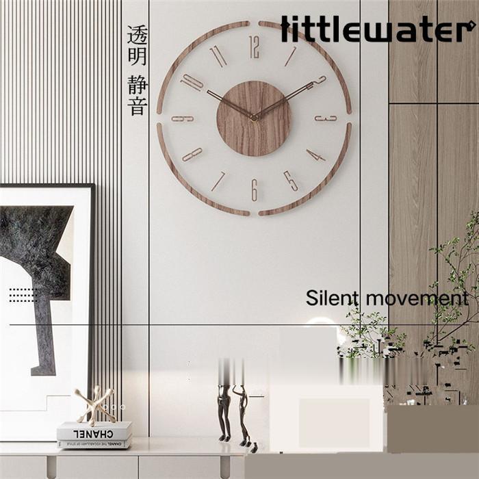 壁掛け時計 おしゃれ 掛け時計 静音 木製 透明 時計 デジタル 北欧