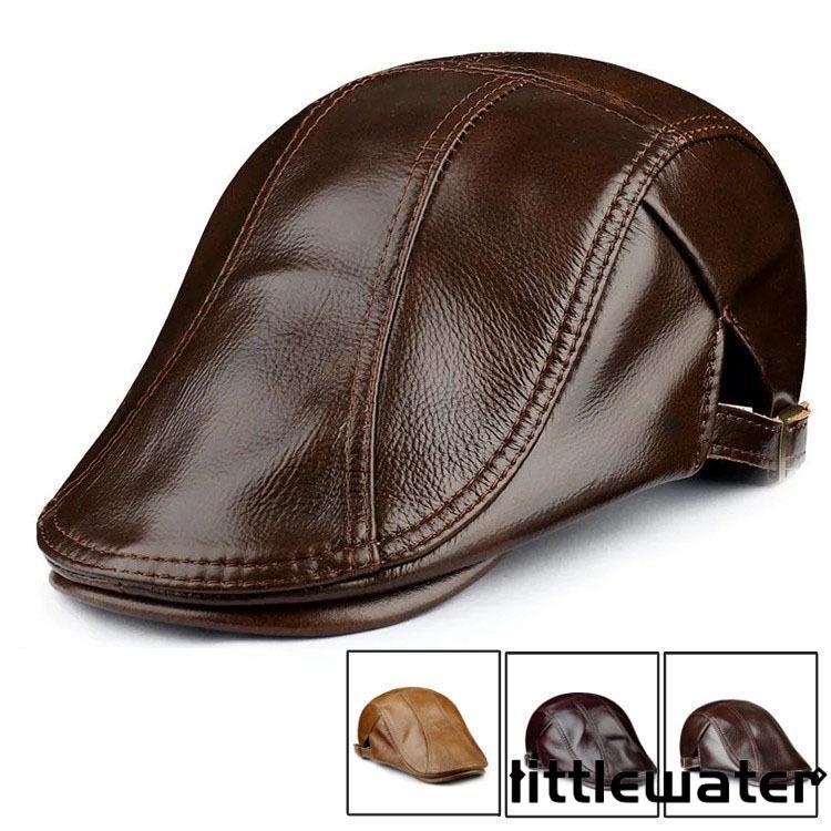 春秋冬　本革　ハンチング帽　帽子　メンズ　レザー帽子　メンズキャップ　防寒　暖かい　春秋冬　ゴルフ アウトドア　つばロング 牛革 春秋冬 本革 ハンチング帽 帽子 メンズ レザー帽子 メンズ