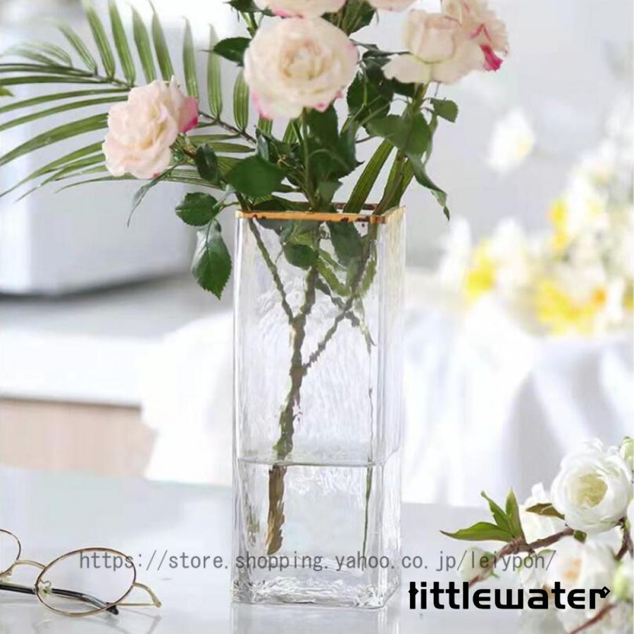 フラワーベース ガラス 北欧 四角 大 花瓶 シンプル モダン ホワイト