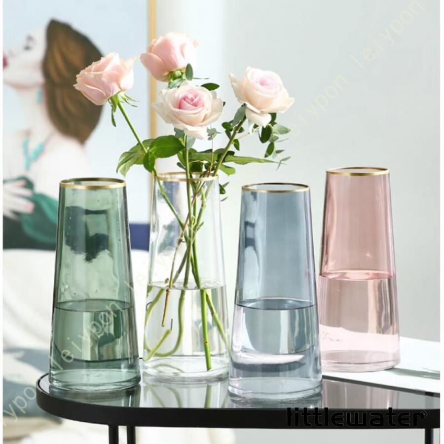 ガラスベース 花瓶ガラス 花器 22cm フラワーベース ガラスボトル 透明