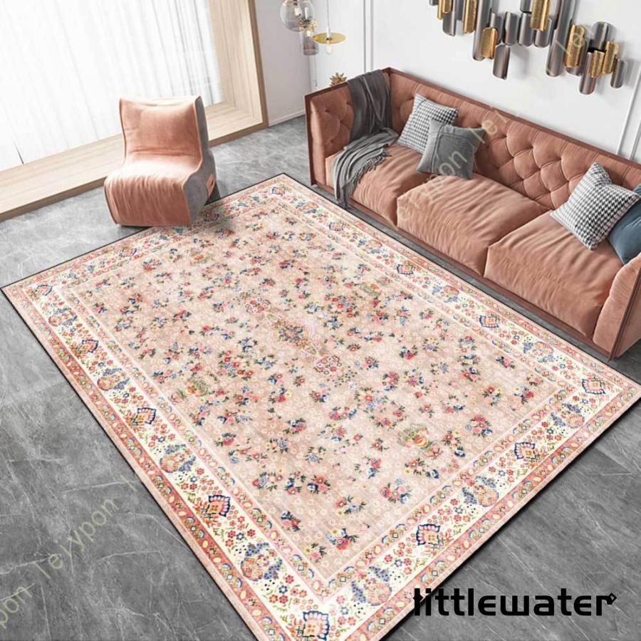 ペルシャ絨毯風 カーペット おしゃれ ペルシャ柄 ラグ 欧風 花柄