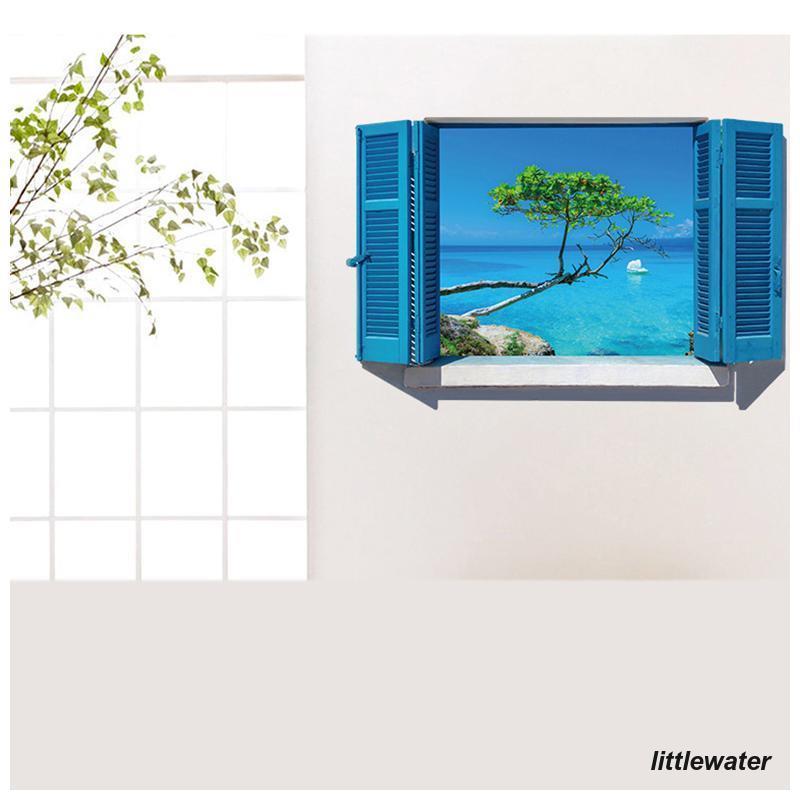 ウォールステッカー ウォールシール 海 地中海 自然 青空 風景画 癒し だまし絵 トリックアート 3D 立体的 壁シール 壁紙シール 壁面装飾 壁装｜littlewater｜07