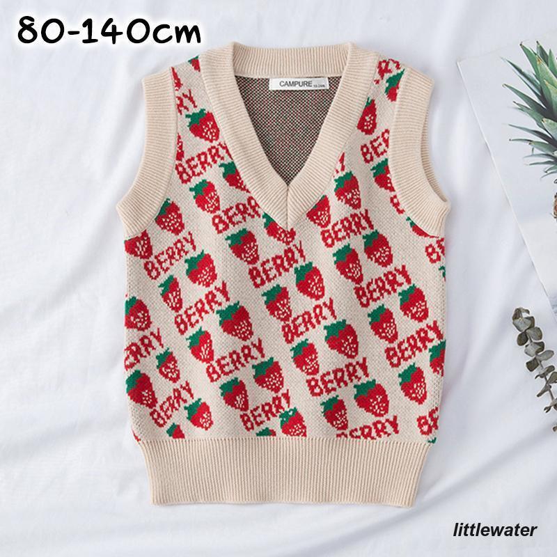 イチゴ刺繍ノースリーブベスト