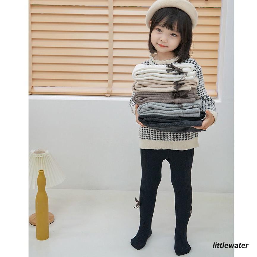 タイツ レッグウェア キッズ ベビー 女の子 リボン 模様編み リブニット 裏起毛 かわいい キュート ポカポカ 暖かい 防寒 ケーブル編み シンプル｜littlewater｜05