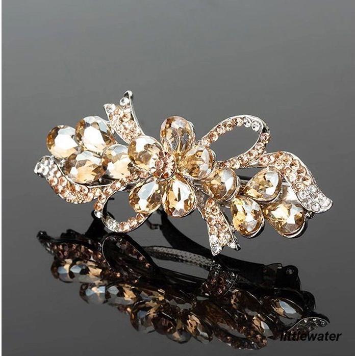 ❤︎プレミアム限定526Dキラキラストーン小花ヘアパレッタ高級ビジュー7cm灰梅金 ❤︎プレミアム限定526Dキラキラストーン小花ヘアパレッタ高級