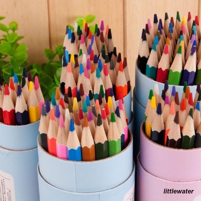 色鉛筆 12色 18色 24色 鉛筆削り付き ステーショナリー 文具 文房具 筒状ケース キッズ 子供 かわいい｜littlewater｜02