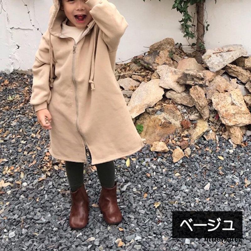 パーカー ジップアップ ロング丈 キッズ 子供服 女の子 男の子?秋 冬 アウター 長袖 スウェット フード付き 暖かい ゆったり かわいい カジュア｜littlewater｜04