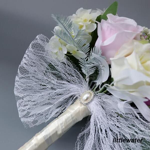 ◆ウエディングブーケ 結婚式 ローズ 造花 ウェディング用 アレンジメント 花嫁 披露宴 安い 手作り キット ブライダルブーケ ジュエリー 