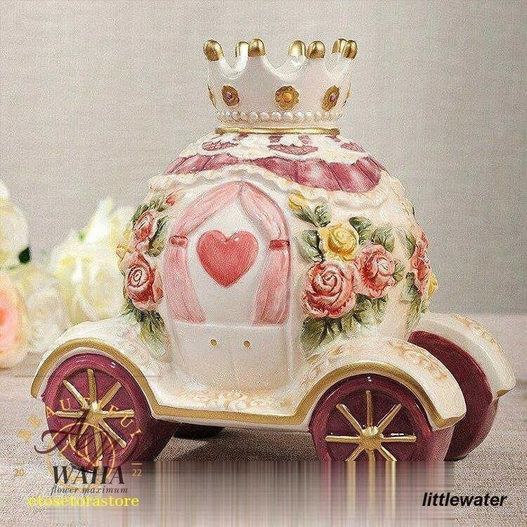 貯金箱 取出し可能 馬車 陶器 おしゃれ かわいい 北欧 卓上 お札 硬貨