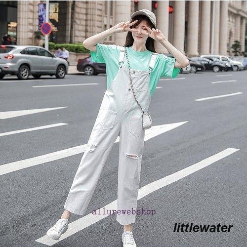 ホワイトサロペット ジッパー付き