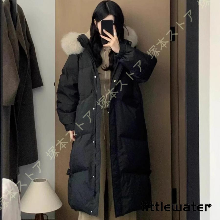 ダウンコート レディース 超ロング ダウンジャケット ファー フード a