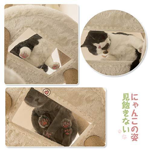 Mwpo 透明宇宙船 窓付きの透明ステップ 突っ張りタイプキャットタワー 透明ボール 透明ハンモック おうちで木? 