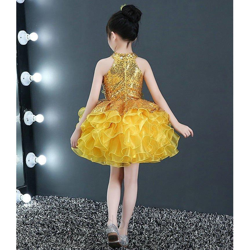 キッズ ダンス 衣装 ヒップホップ スパンコール ティアード キッズ ガールズ パニエ ボリューム チュチュスカート キッズ ワンピース 女の子 Hiphop 予約受付中