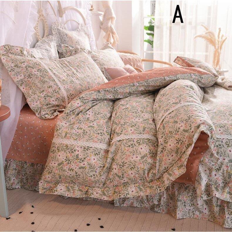 4点セット 四季通用 布団カバーセット 寝具セットお姫様 可愛い 布団カバー 掛け布団カバー 敷き布団カバー 枕カバー フラットシーツ セミダブル ダブル 洗える 第1位獲得