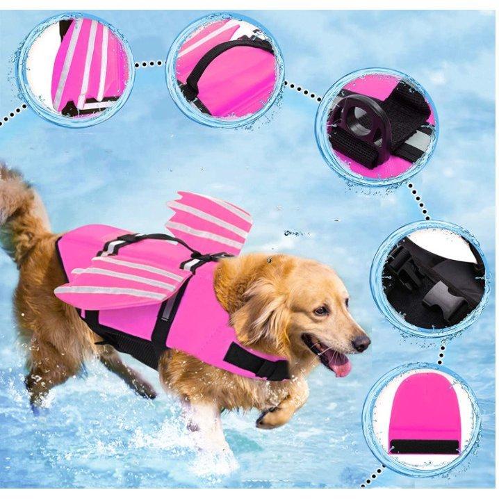 新しい 犬 ライフジャケット 小型犬 安全な泳ぎを補助 救命胴衣 ペットジャケット 犬用ライフジャケット 水泳の練習用品 救急服 ペットライフジャケット 高浮力 Aynaelda Com