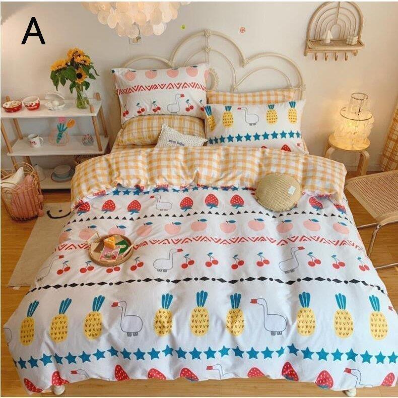 四季通用 可愛い 布団カバー セット 3点セット 掛け布団カバーセット 寝具カバー 敷き布団カバー フラットシーツ 枕カバー シングル セミダブル ベッド用品 送料無料 新品