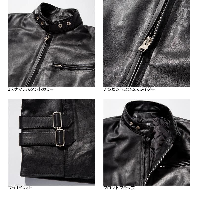 【30%OFFクーポン】Horn Works 本革 シングルライダースジャケット メンズ ホーンワークス 4762  レザージャケット バイカージャケット |  | 09