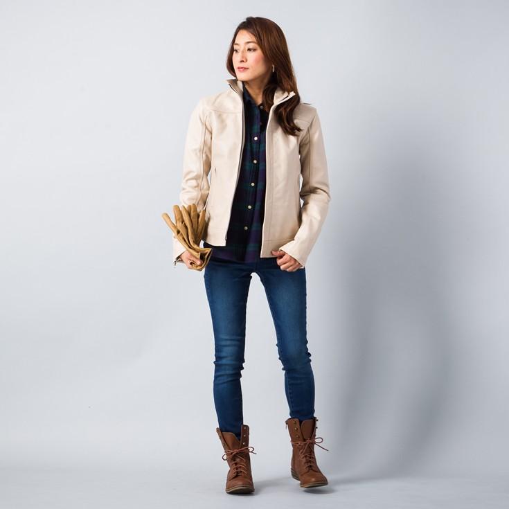 Horn Works 本革 ハイネックシングルライダースジャケット レディース