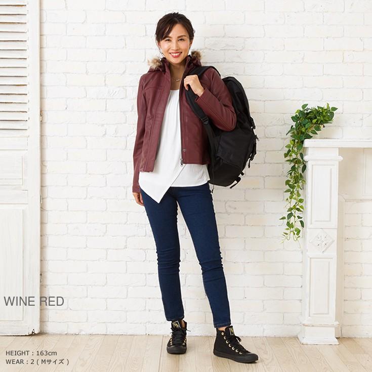 【50%OFFクーポン】LIUGOO 本革 フード付ハイネックシングルジャケット レディース リューグー WNG02LB  レザージャケット ライダースジャケット AP | Liugoo Leathers | 05