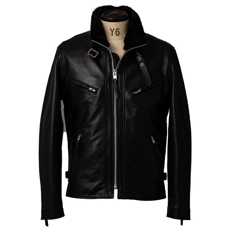 Liugoo Leathers 本革 WING-NECK シングルライダースジャケット メンズ