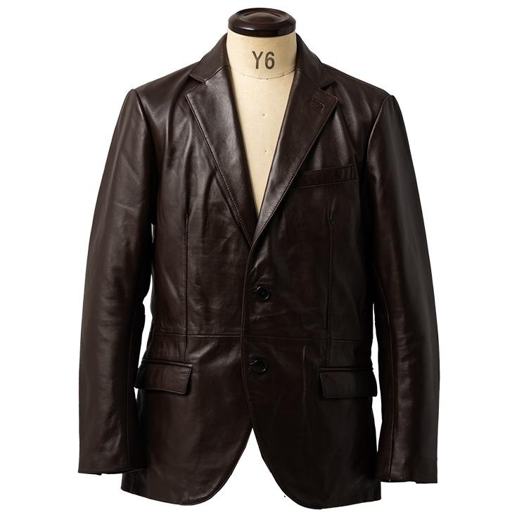 LIUGOO 本革 レギュラーフィットレザーテーラードジャケット