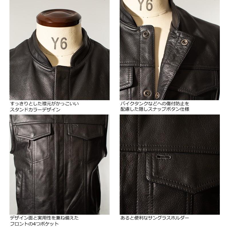 Liugoo Leathers 本革 モーターサイクルクラブベスト メンズ