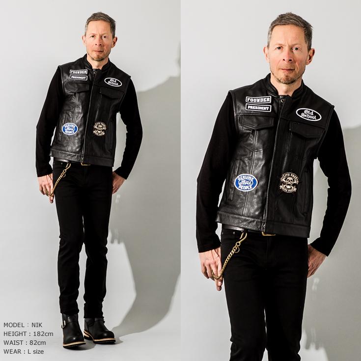 Liugoo Leathers 本革 モーターサイクルクラブベスト メンズ