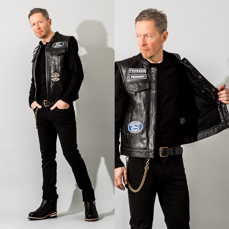 Liugoo Leathers 水牛革 レザーベスト 黒 Lサイズ Liugoo Leathers 本革 モーターサイクルクラブベスト メンズ