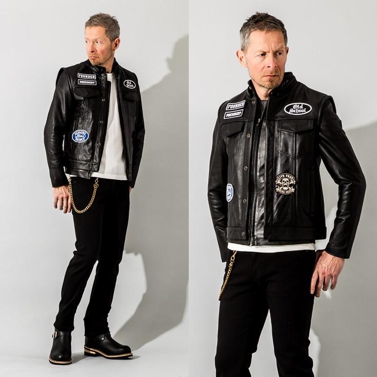 Liugoo Leathers 本革 モーターサイクルクラブベスト メンズ