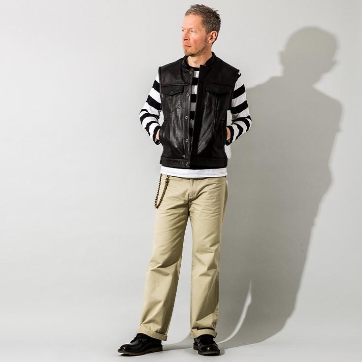Liugoo Leathers 本革 モーターサイクルクラブベスト メンズ