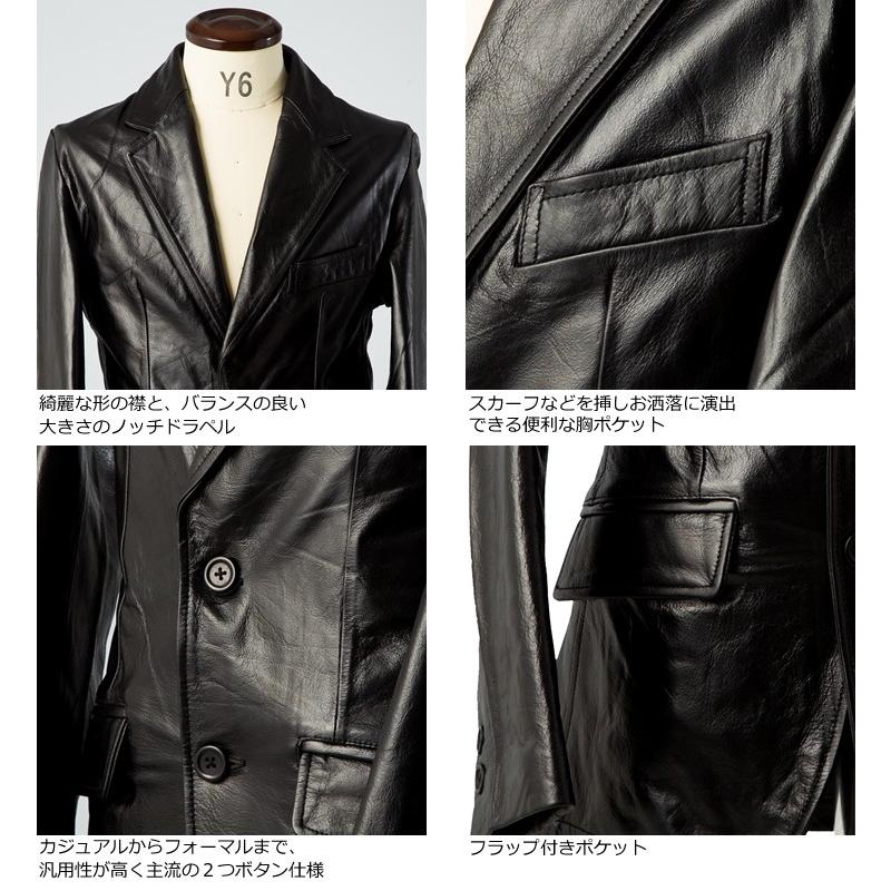 Horn Works 本革 スリムフィットレザーテーラードジャケット メンズ