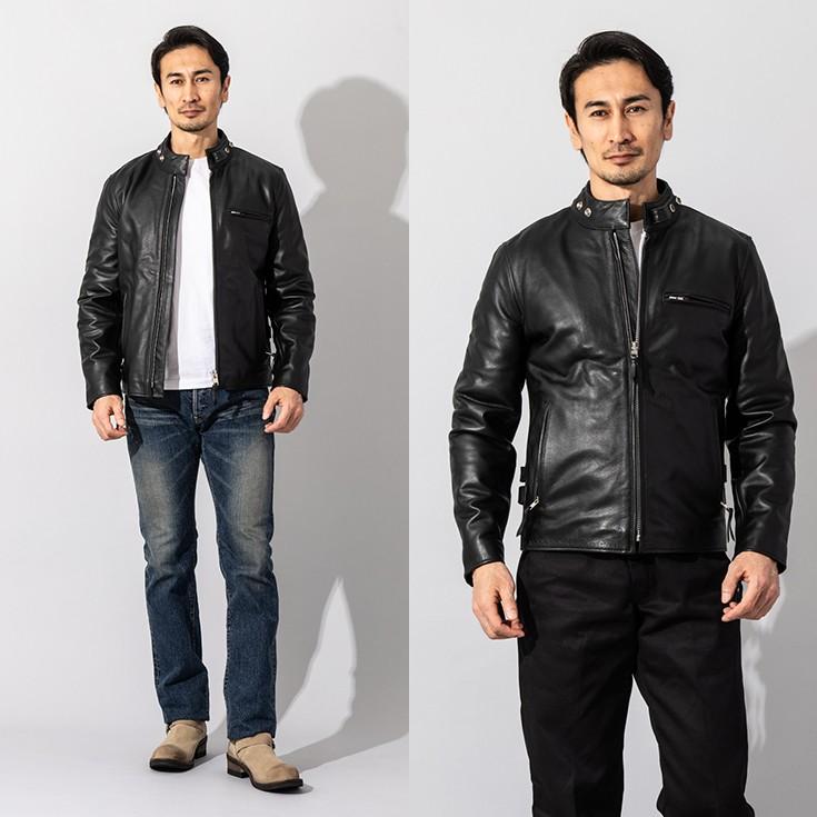 美品 HORN WORKS ブラック シングルライダース レザージャケット 3L Horn Works 本革 USタイプ シングルライダースジャケット メンズ