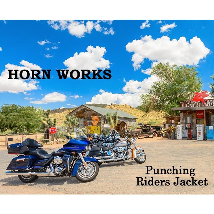Horn Works 本革 メッシュレザー シングルライダースジャケット メンズ