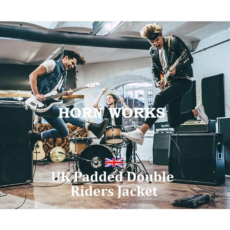 Horn Works 本革 UKパッドダブルライダースジャケット メンズ ホーン
