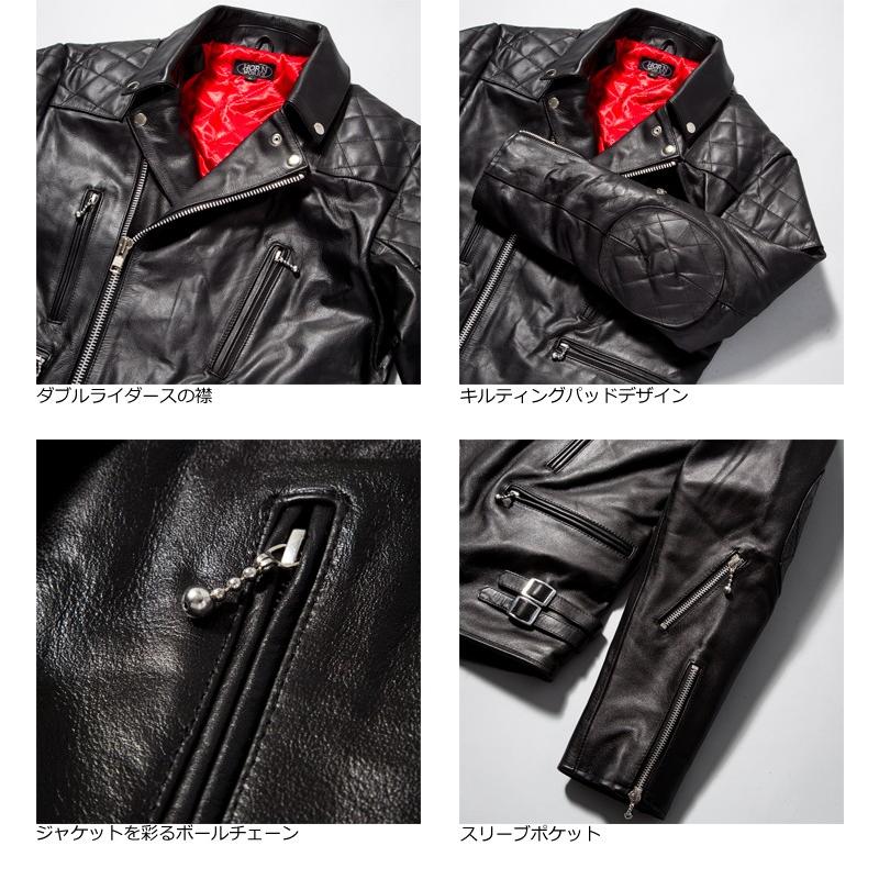 Horn Works 本革 UKパッドダブルライダースジャケット メンズ ホーン