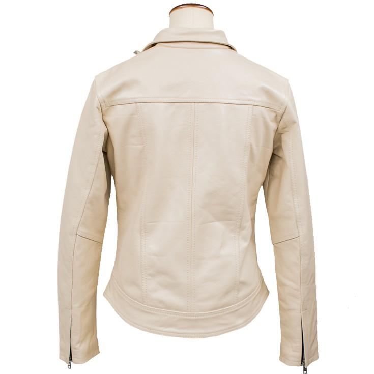 ★新品未使用★ HORN WORKS シングル ライダース 2XL ベージュ Horn Works 本革 ハイネックシングルライダースジャケット レディース