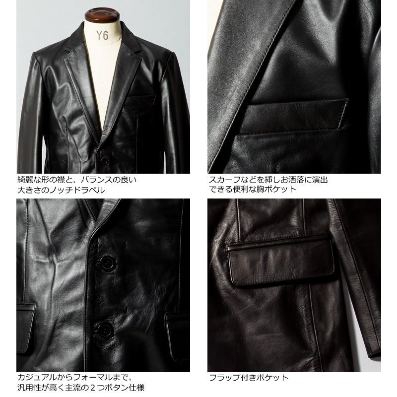 希少 廃盤モデル SHELLAC レザージャケット 本革 ブラック 男の美学 Horn Works 本革 レギュラーフィットレザーテーラードジャケット
