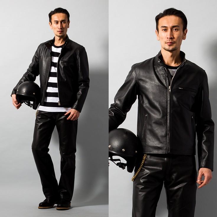 Horn Works 本革 シングルライダースジャケット メンズ ホーンワークス
