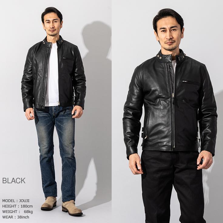 ［カズ］HORN WORKS ホーンワークス シングルライダースジャケット Horn Works 本革 USタイプ シングルライダースジャケット メンズ