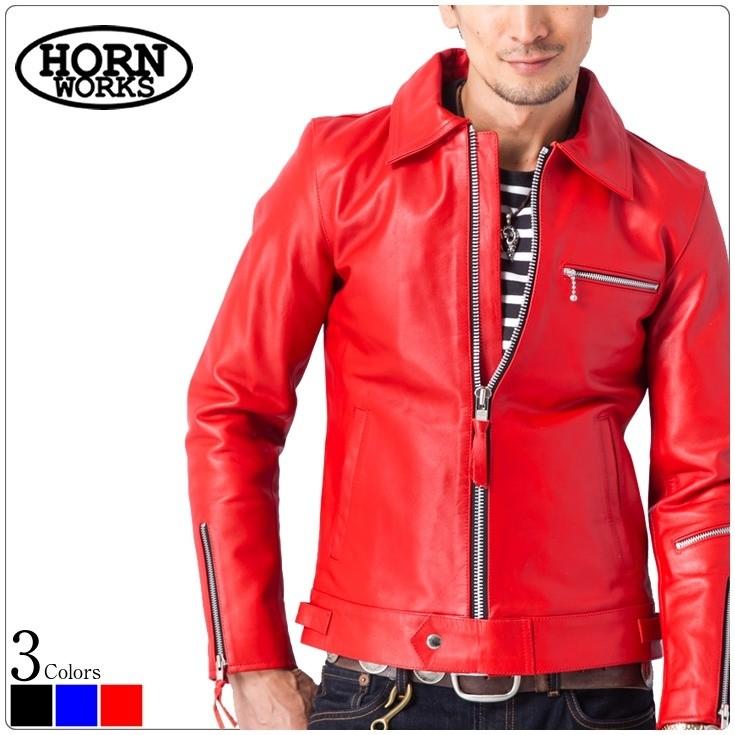 UK襟付きシングルライダースジャケット メンズ 本革 Horn Works UK襟付きシングルライダースジャケット メンズ 本革 Horn Works