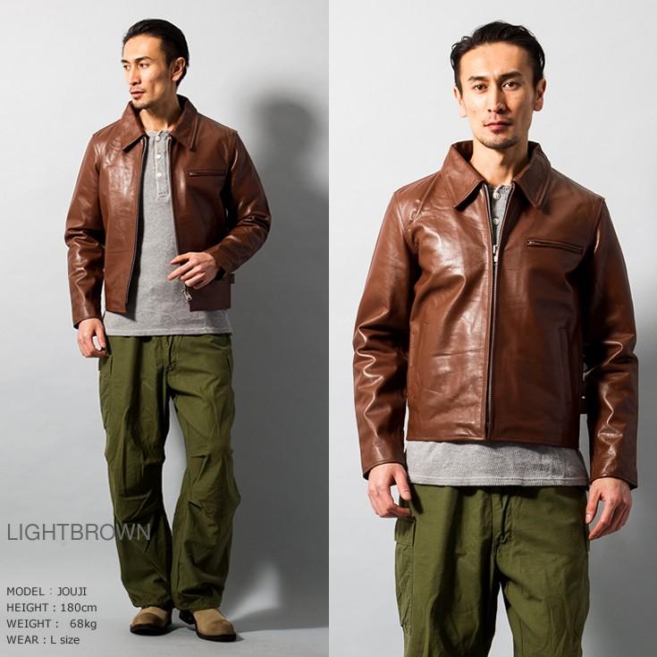 Horn Works 本革 襟付きシングルライダースジャケット メンズ ホーンワークス 4766  シングルライダース ライダースジャケット レザージャケット 革ジャン 黒の画像