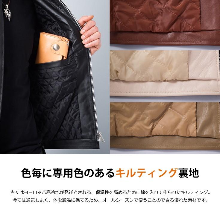 Horn Works 本革 襟付きシングルライダースジャケット メンズ