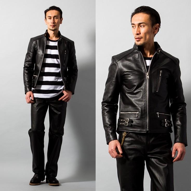 Horn Works 本革 UKシングルライダースジャケット メンズ ホーン