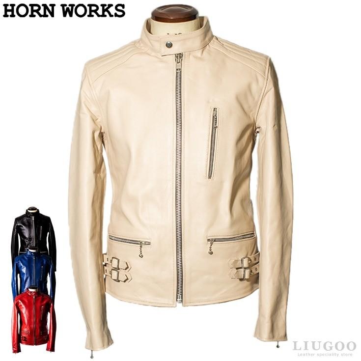 Horn Works 本革 UKシングルライダースジャケット メンズ ホーンワークス 3542  レザージャケット バイカージャケット｜liugoo