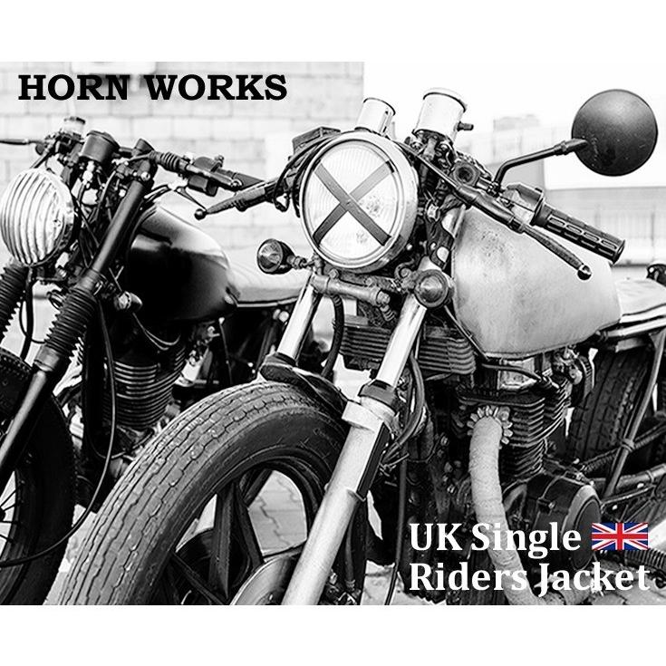 Horn Works 本革 UK襟付きシングルライダースジャケット メンズ