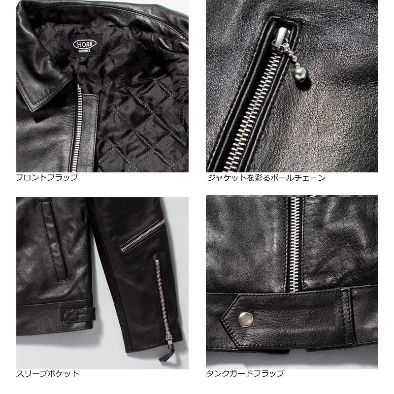Horn Works 本革 UK襟付きシングルライダースジャケット メンズ Horn Works 本革 UK襟付きシングルライダースジャケット メンズ