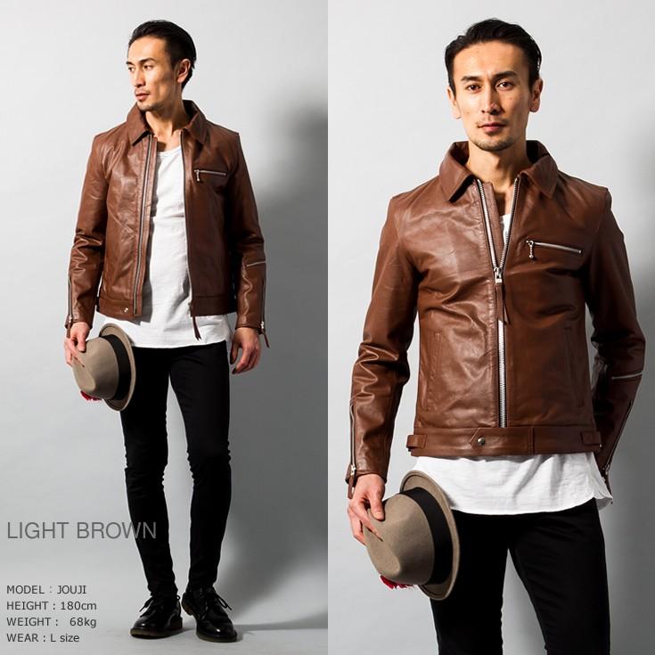 Horn Works 本革 UK襟付きシングルライダースジャケット メンズ