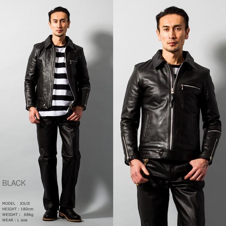 Horn Works 本革 UK襟付きシングルライダースジャケット メンズ Horn Works 本革 UK襟付きシングルライダースジャケット メンズ